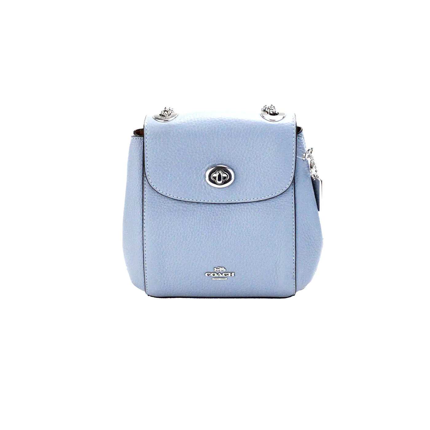 Coach Mini Cornflower Blue Leather Convertible Chain Backpack