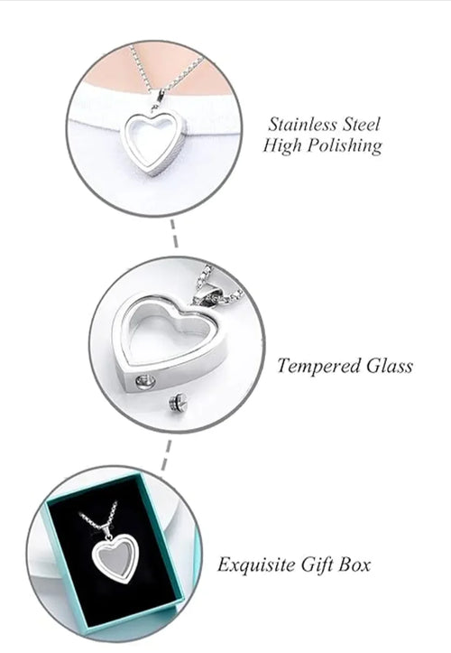 Heartfelt Remembrance: Stainless Steel Heart-Shaped Cremation Pendant