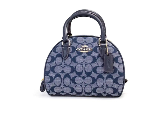 Coach Sydney Small Denim Signature Chambray Canvas Satchel Handbag