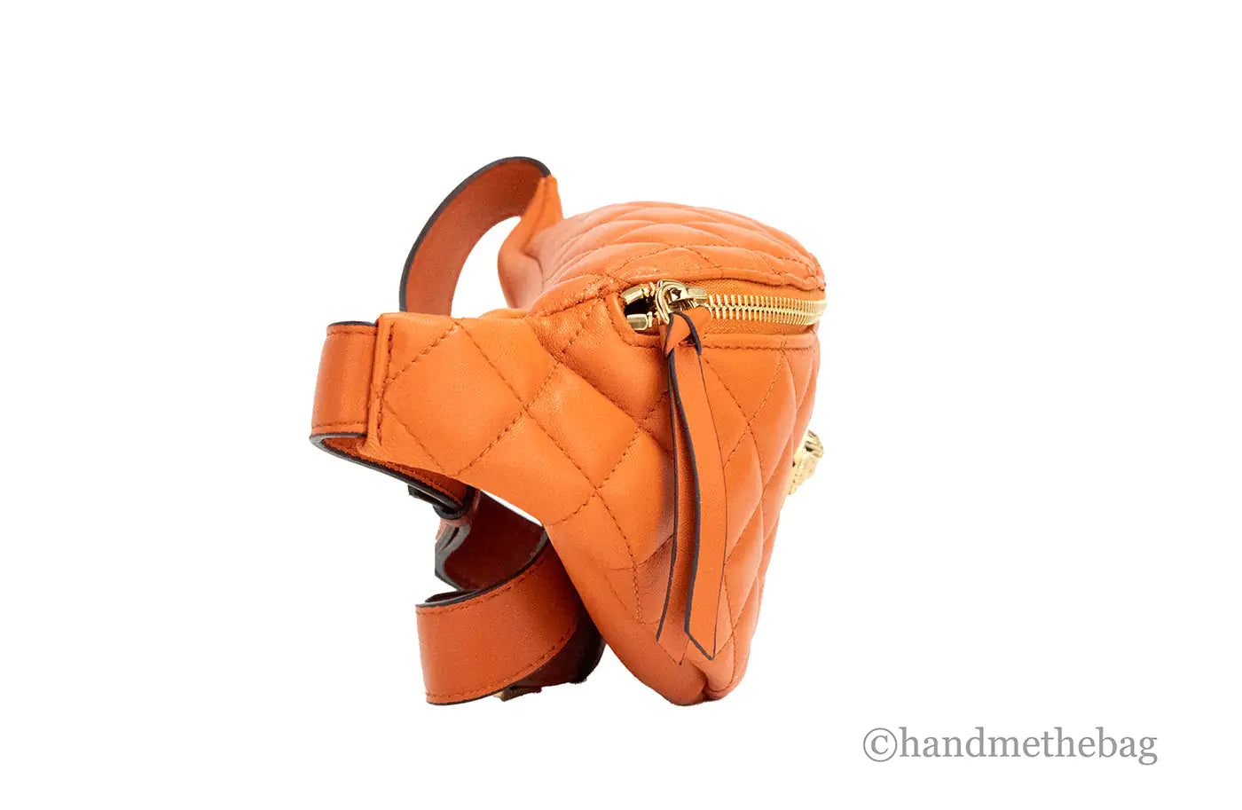 Versace Small Dark Orange Quilted Lamb Leather Belt Bag